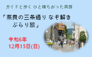 ガイドと歩くひと味ちがった奈良 奈良の三条通り なぞ解きぶらり旅 [令和6年12月15日（日）13:30～16:00頃]