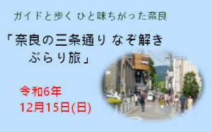 ガイドと歩くひと味ちがった奈良 奈良の三条通り なぞ解きぶらり旅 [令和6年12月15日（日）13:30～16:00頃]